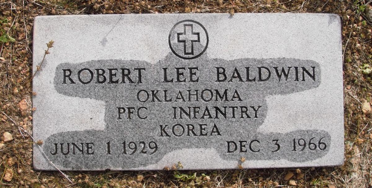 OK, Grove, Olympus Cemetery, Military Headstone, Baldwin, Robert Lee