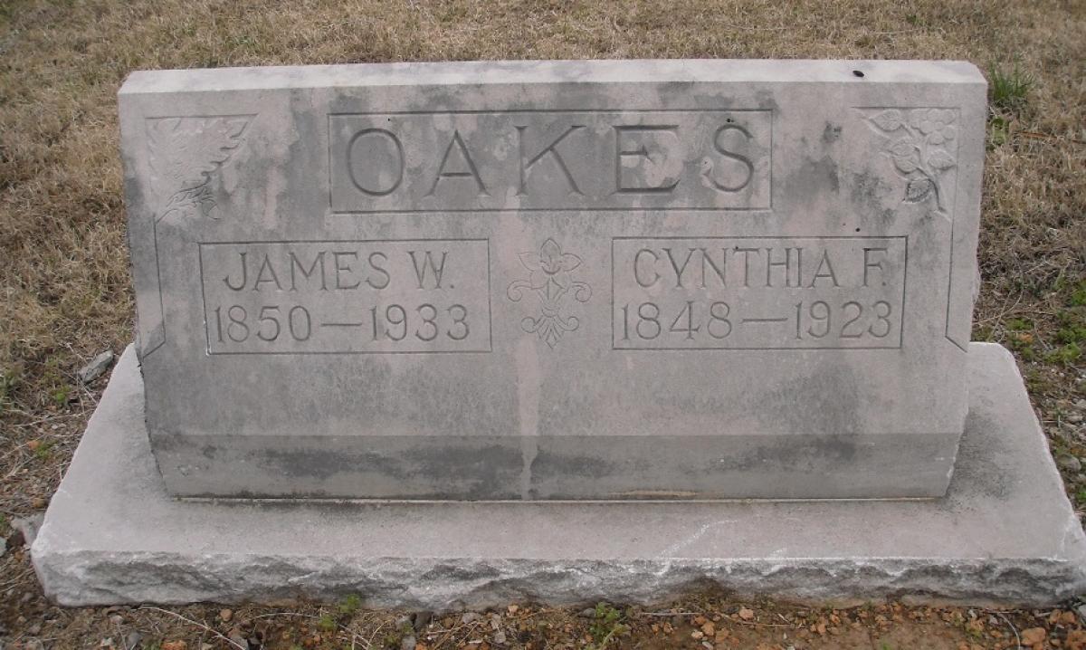 OK, Grove, Olympus Cemetery, Headstone, Oakes, James W. & Cynthia F. 
