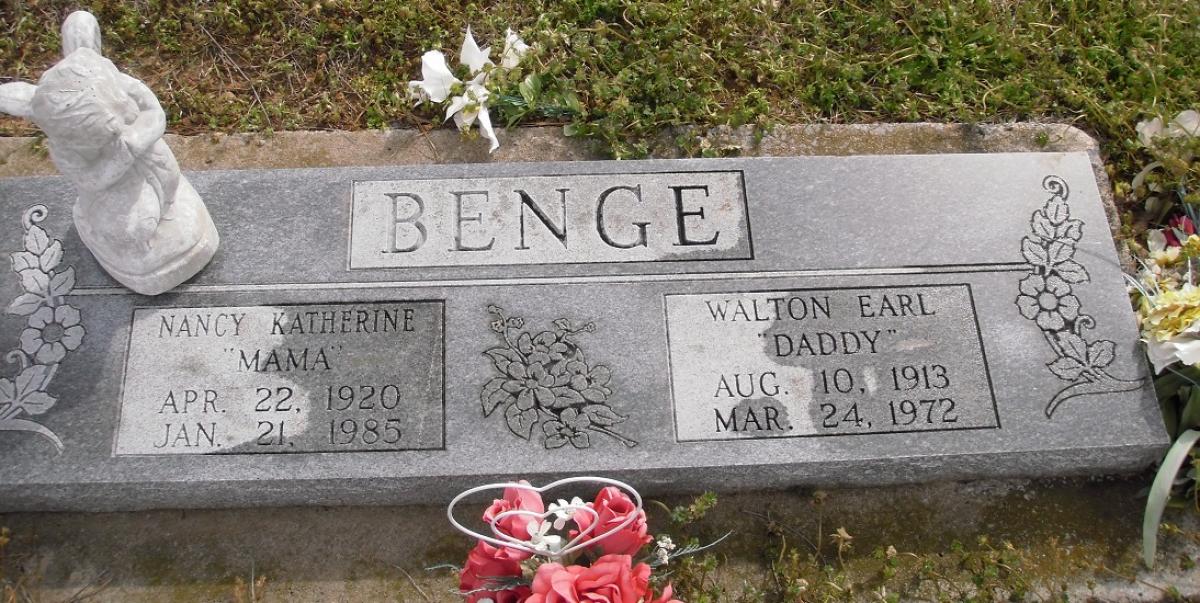 OK, Grove, Olympus Cemetery, Headstone, Benge, Walton Earl & Nancy Katherine 