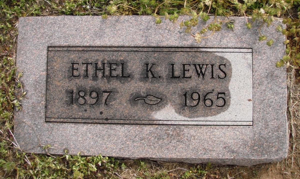 OK, Grove, Olympus Cemetery, Headstone, Lewis, Ethel K. 