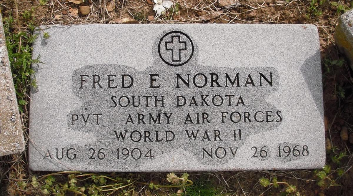 OK, Grove, Olympus Cemetery, Military Headstone, Norman, Fred E. 
