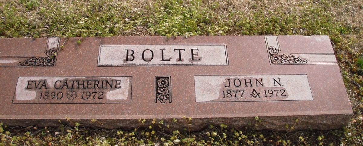 OK, Grove, Olympus Cemetery, Headstone, Bolte, John N. & Eva Catherine