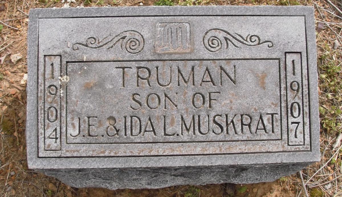 OK, Grove, Olympus Cemetery, Headstone, Muskrat, Truman 