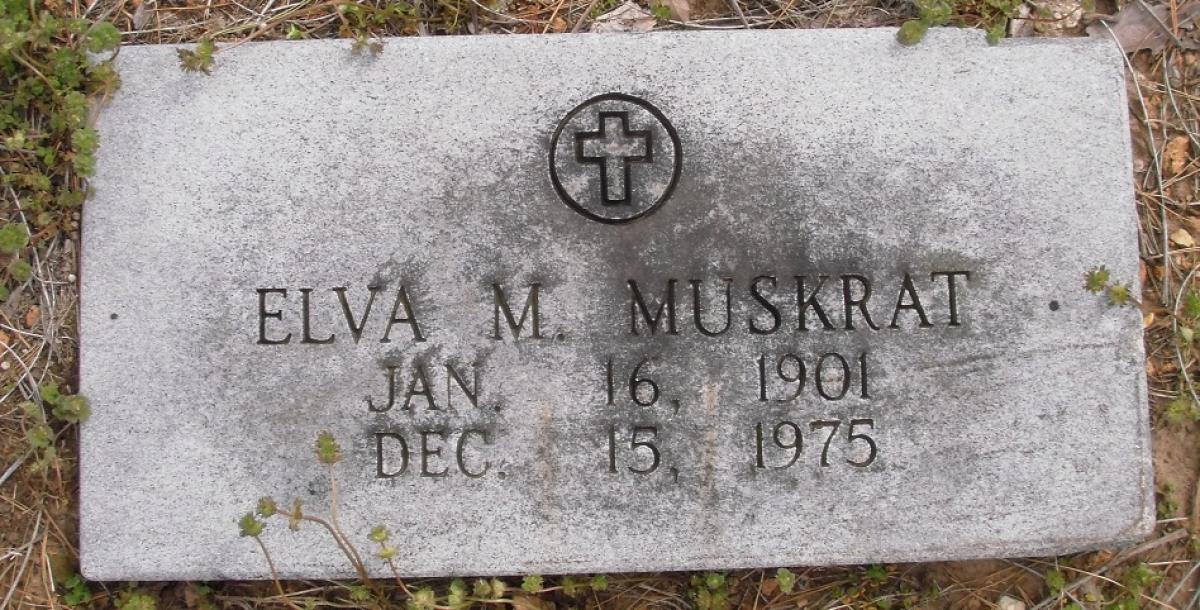 OK, Grove, Olympus Cemetery, Headstone, Muskrat, Elva M.