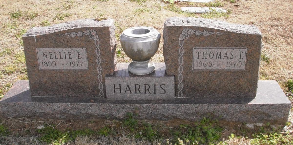 OK, Grove, Olympus Cemetery, Headstone, Harris, Thomas T. & Nellie E. 
