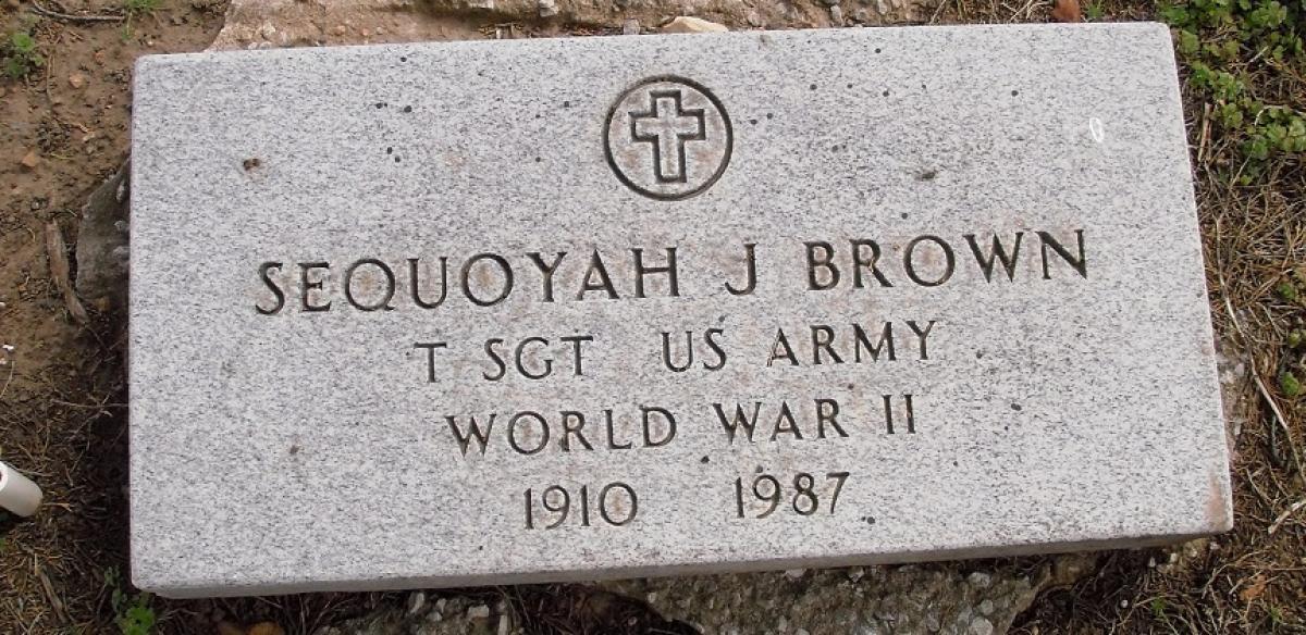 OK, Grove, Olympus Cemetery, Brown, Sequoyah J. Military Headstone