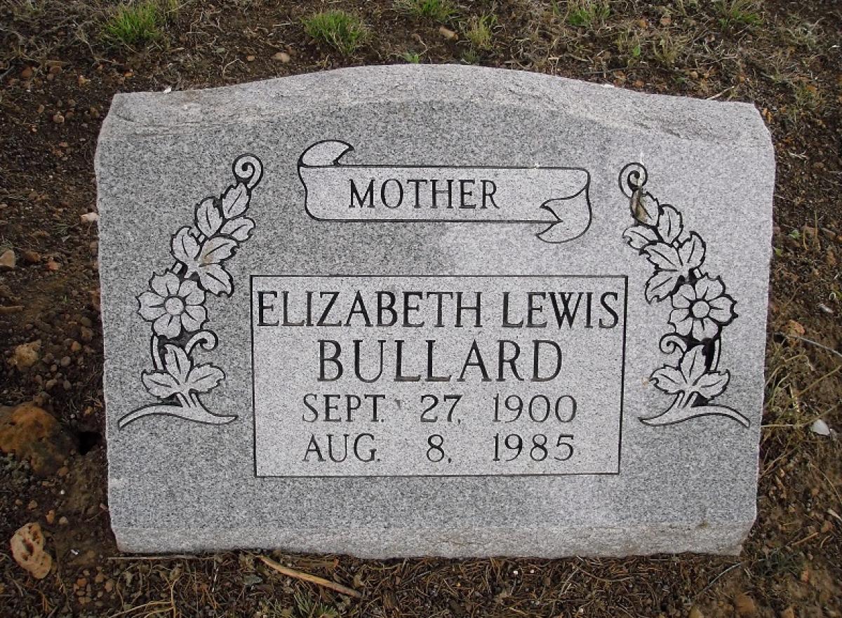 OK, Grove, Olympus Cemetery, Bullard, Elizabeth (Lewis) Headstone