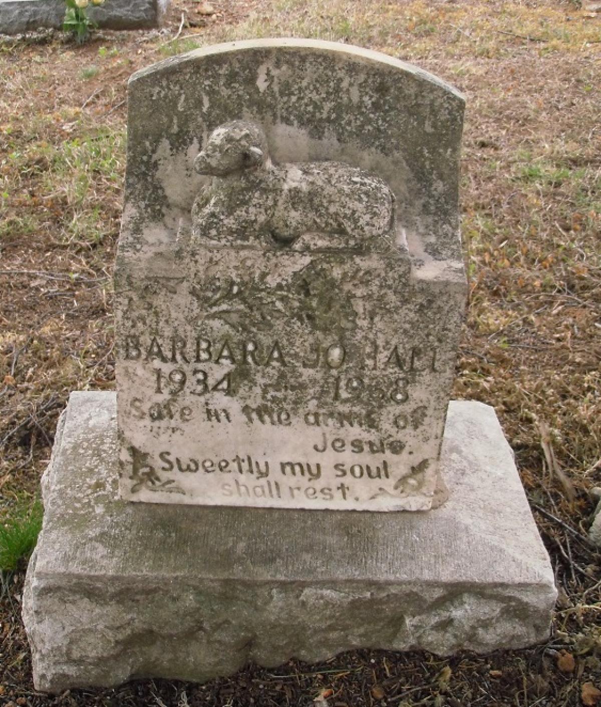 OK, Grove, Olympus Cemetery, Hall, Barbara Jo Headstone