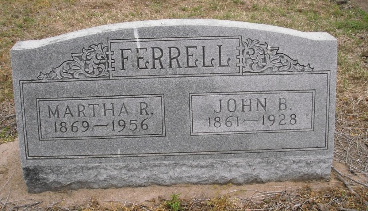 OK, Grove, Olympus Cemetery, Ferrell, Martha R. & John B. Headstone