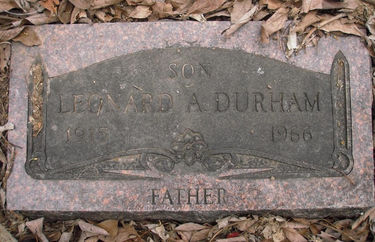 OK, Grove, Olympus Cemetery, Durham, Leonard A. Headstone