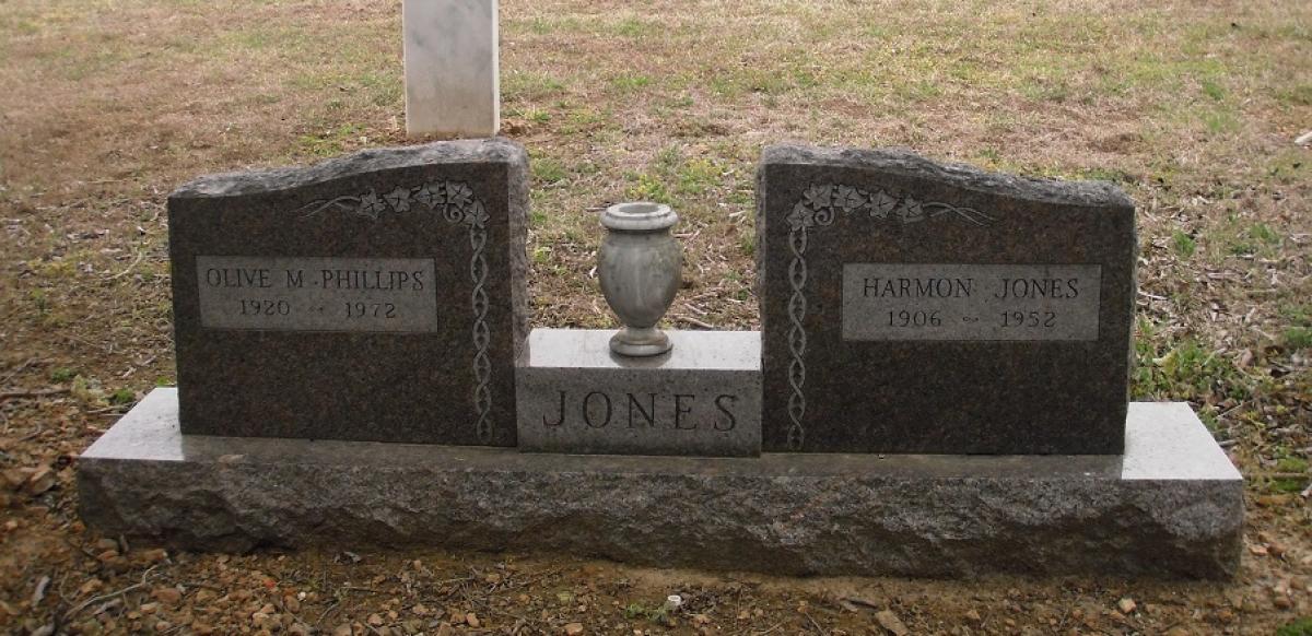 OK, Grove, Olympus Cemetery, Jones, Harmon & Olive M. (Phillips) Headstone