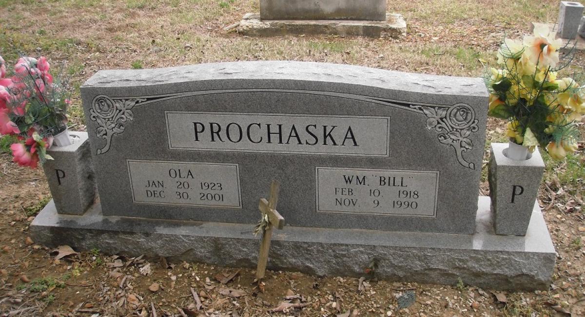 OK, Grove, Olympus Cemetery, Prochaska, Ola & Wm. (Bill) Headstone