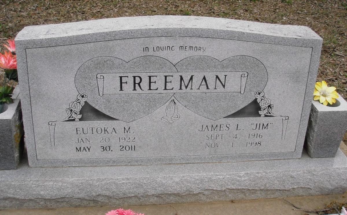 OK, Grove, Olympus Cemetery, Freeman, James L. (Jim) & Eutoka M. Headstone