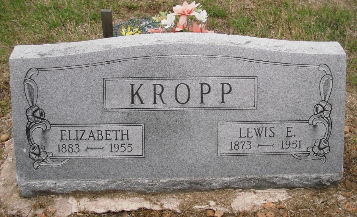 OK, Grove, Olympus Cemetery, Kropp, Lewis E. & Elizabeth Headstone