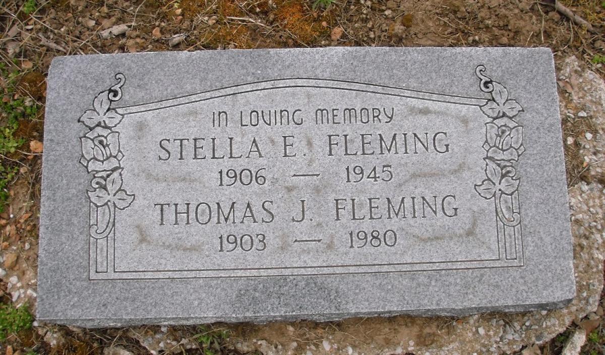 OK, Grove, Olympus Cemetery, Fleming, Thomas J. & Stella E. Headstone