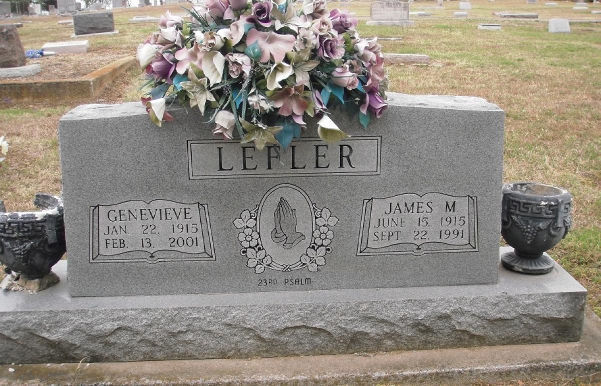 OK, Grove, Olympus Cemetery, Lefler, James M. & Genevieve Headstone