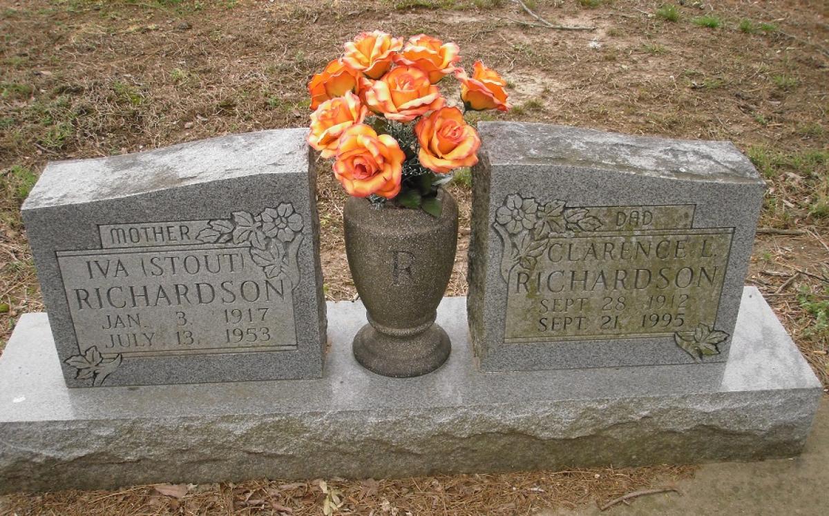 OK, Grove, Olympus Cemetery, Richardson, Clarence L. & Iva (Stout) Headstone