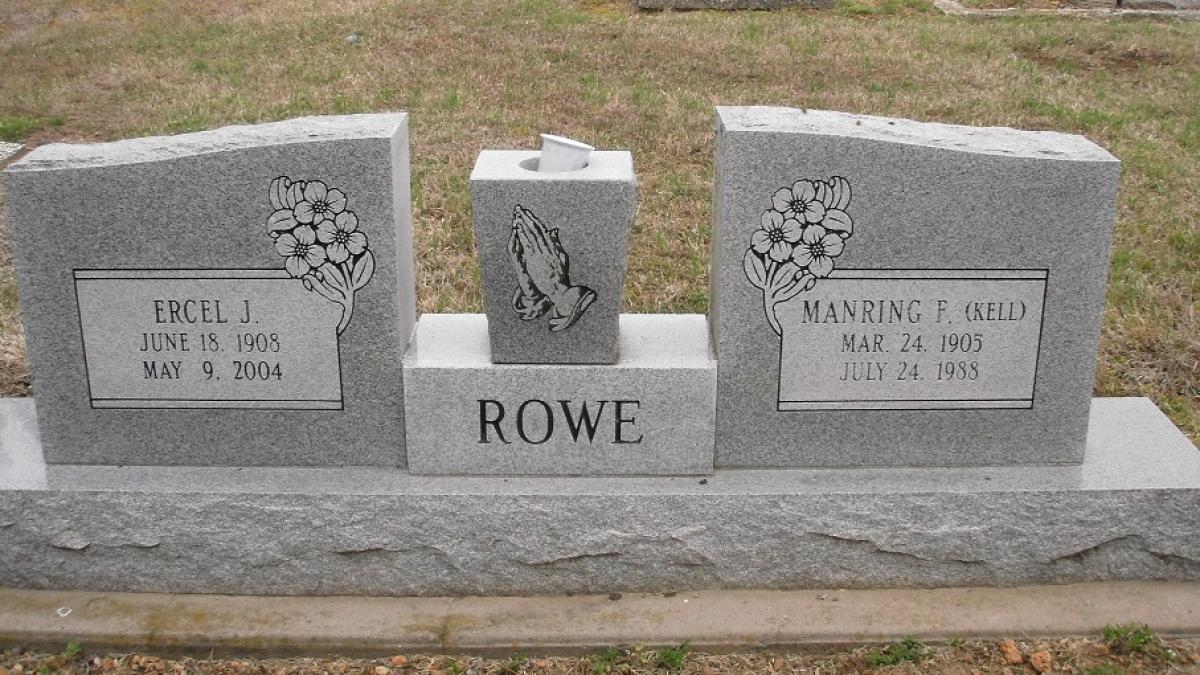 OK, Grove, Olympus Cemetery, Rowe, Ercel J. & Manring F. Headstone