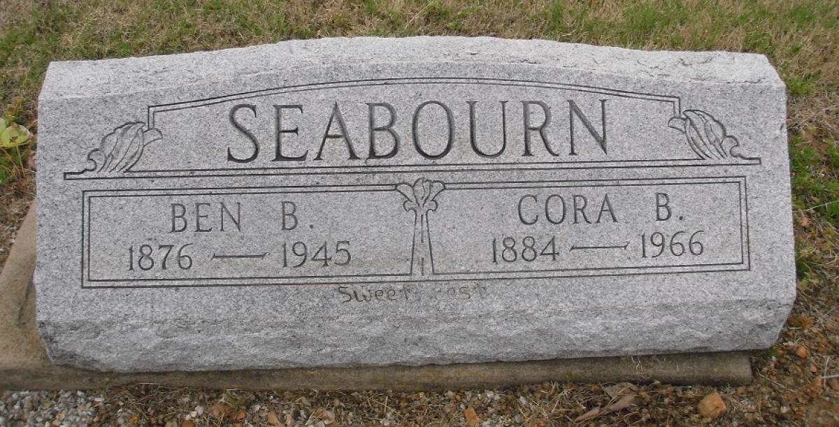 OK, Grove, Olympus Cemetery, Seabourn, Ben B. & Cora B. Headstone