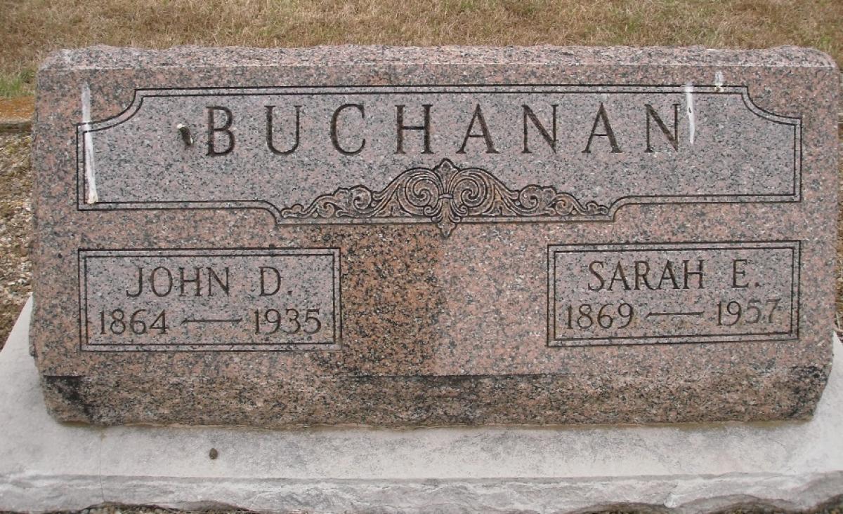 OK, Grove, Olympus Cemetery, Buchanan, John D. & Sarah E. Headstone
