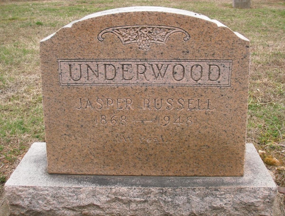 OK, Grove, Olympus Cemetery, Underwood, Jasper Russell Headstone