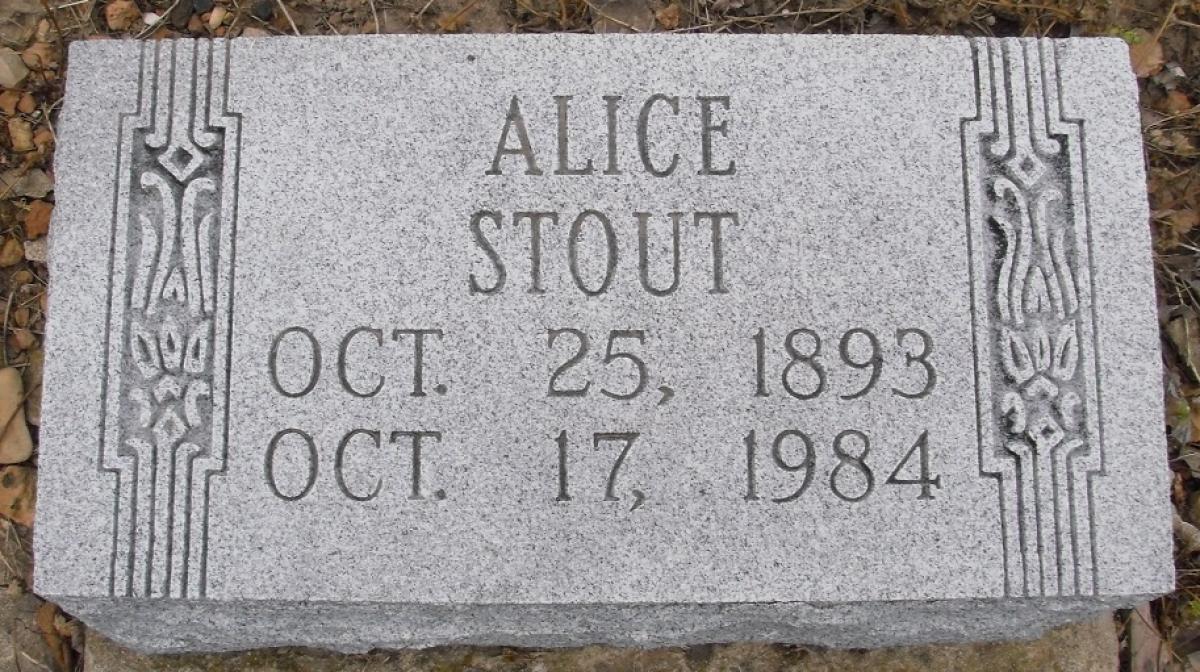 OK, Grove, Olympus Cemetery, Stout, Alice Headstone