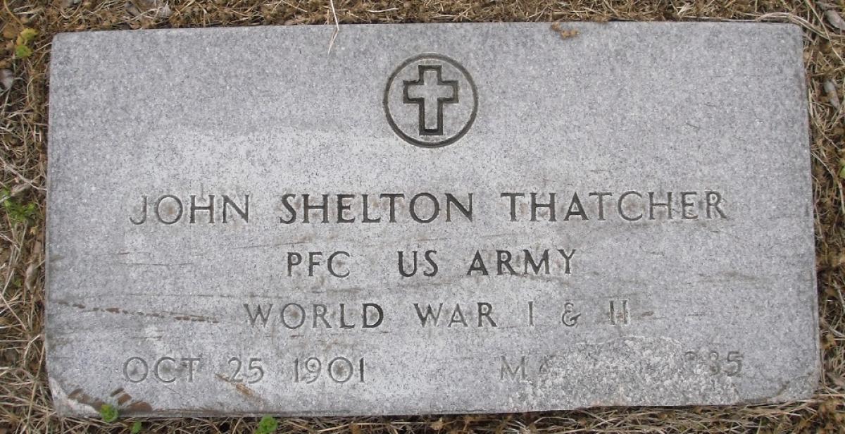 OK, Grove, Olympus Cemetery, Thatcher, John Shelton Military Headstone