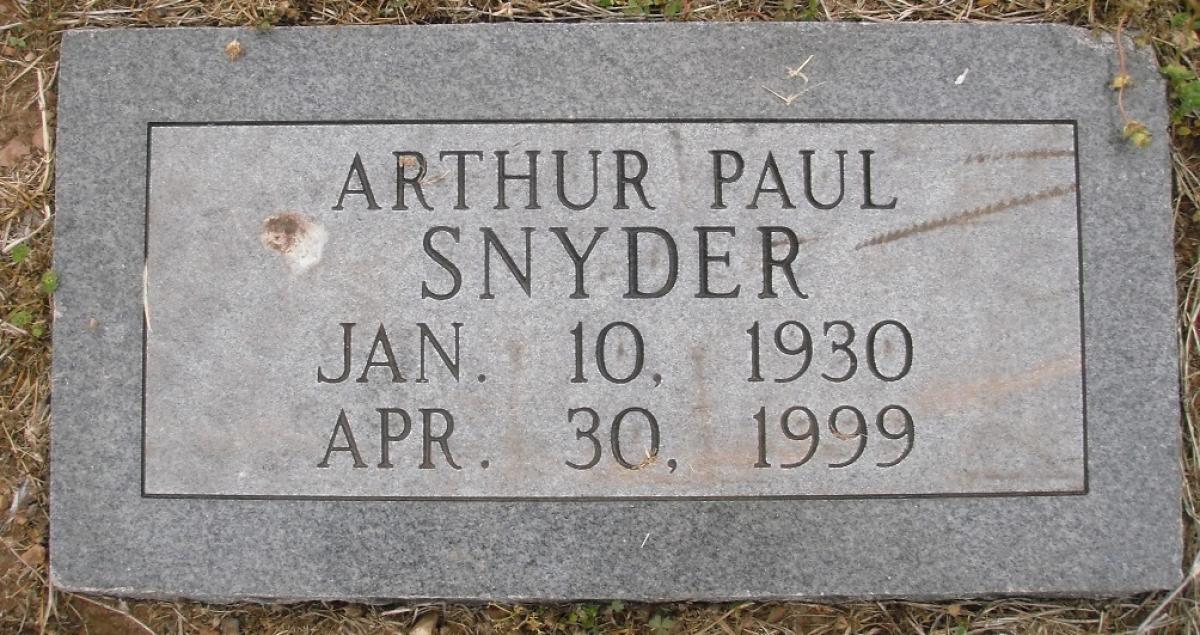 OK, Grove, Olympus Cemetery, Snyder, Arthur Paul Headstone