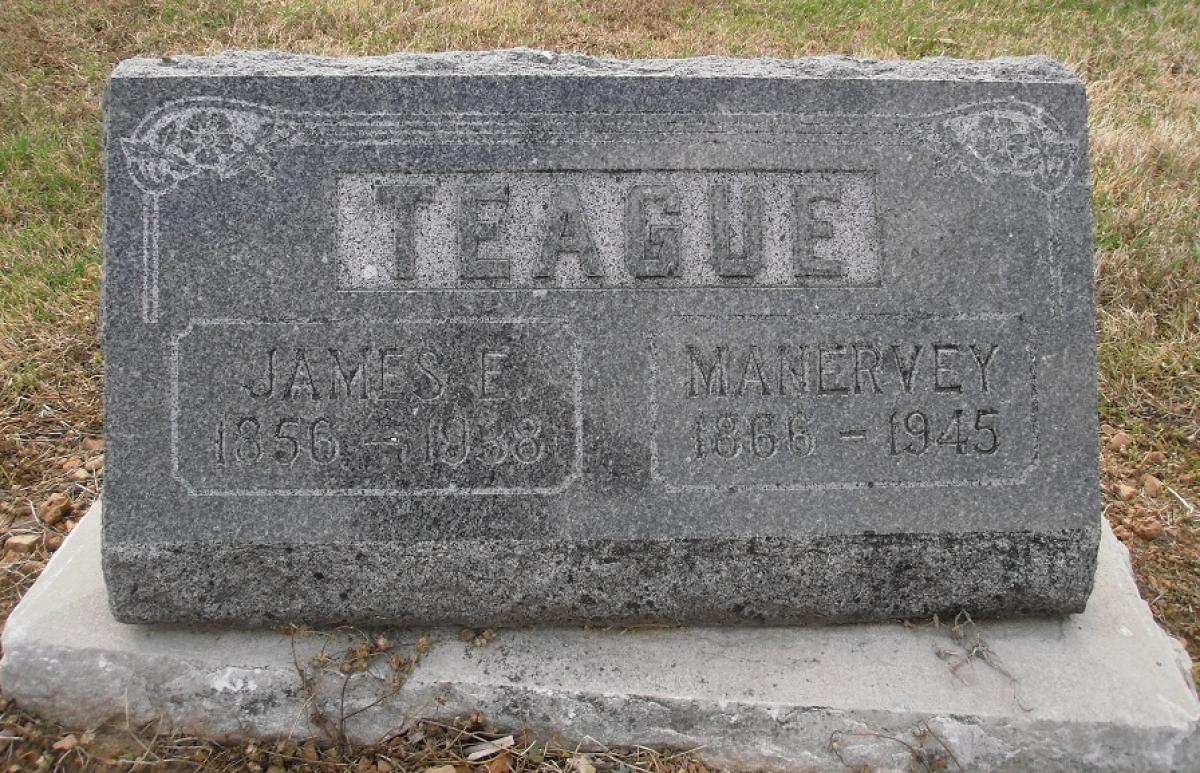 OK, Grove, Olympus Cemetery, Teague, James E. & Manervey Headstone