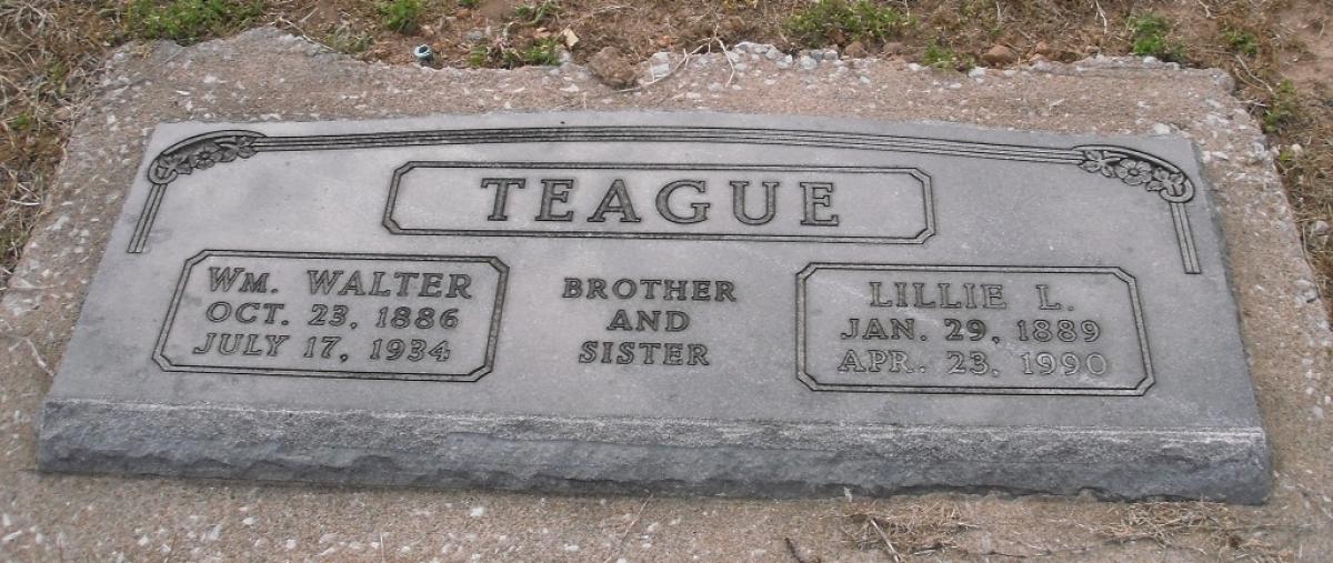 OK, Grove, Olympus Cemetery, Teague, Lillie L. & Wm. Walter Headstone