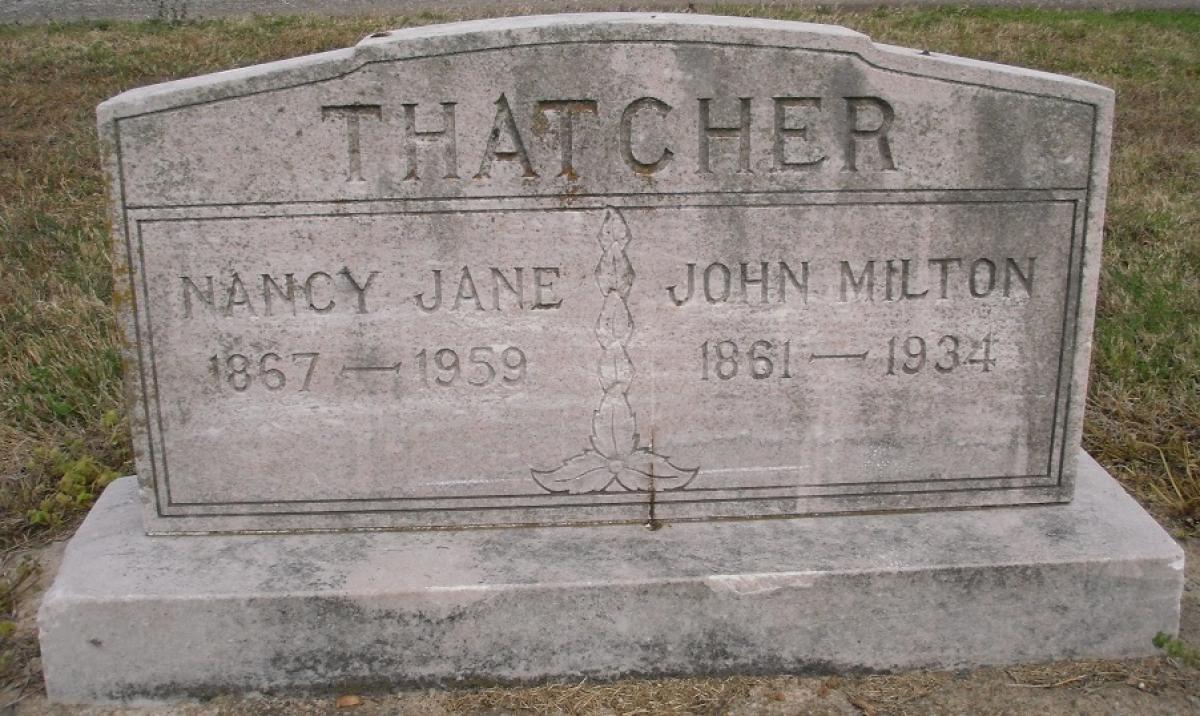 OK, Grove, Olympus Cemetery, Thatcher, John Milton & Nancy Jane Headstone