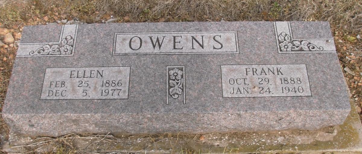 OK, Grove, Olympus Cemetery, Owens, Ellen & Frank M. Headstone