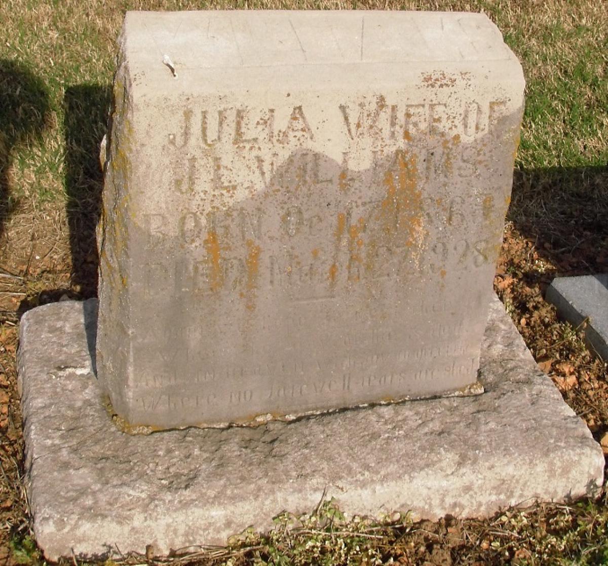 OK, Grove, Olympus Cemetery, Williams, Julia Headstone