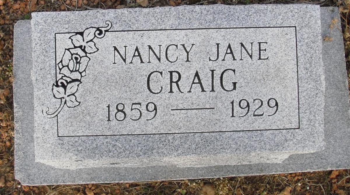 OK, Grove, Olympus Cemetery, Craig, Nancy Jane Headstone