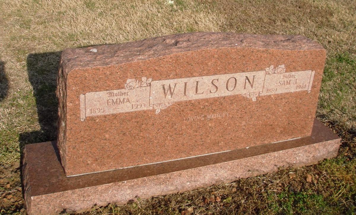 OK, Grove, Olympus Cemetery, Wilson, Sam J. & Emma Headstone