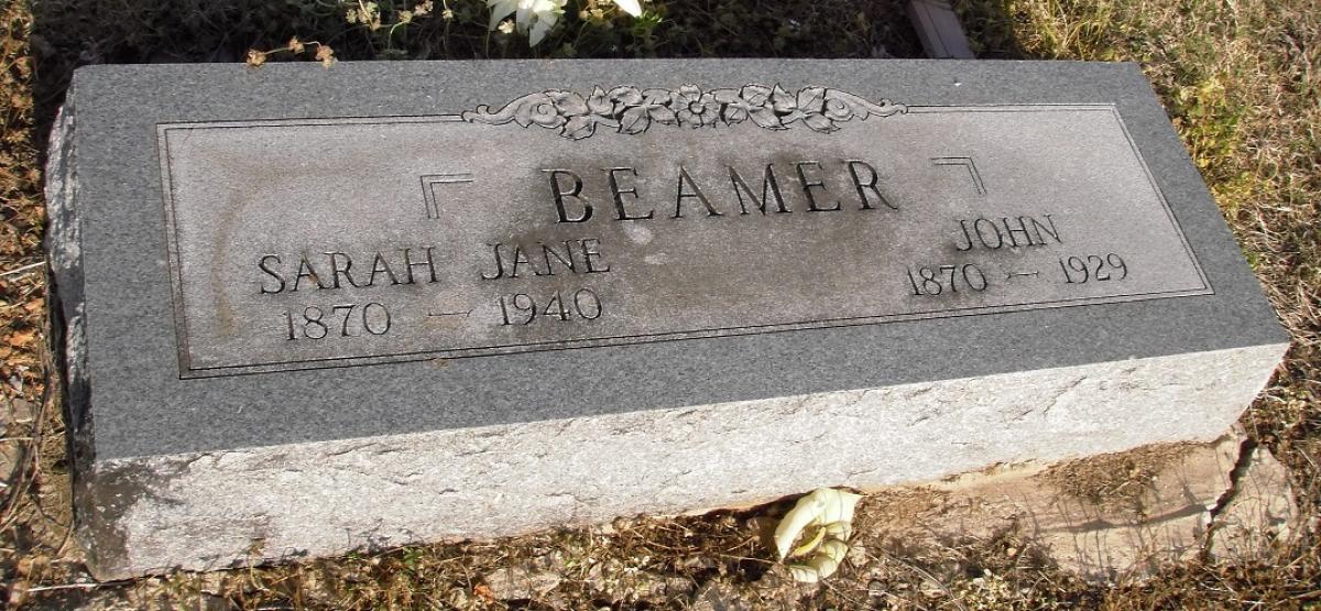 OK, Grove, Olympus Cemetery, Beamer, John & Sarah Jane Headstone