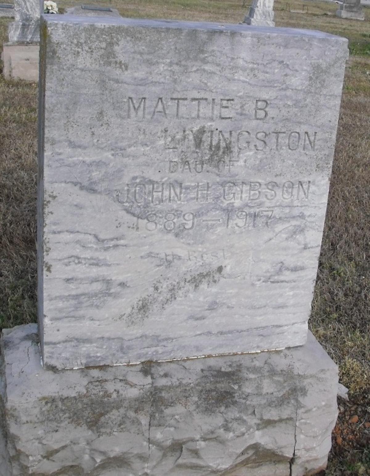 OK, Grove, Olympus Cemetery, Livingston, Mattie B. (Gibson) Headstone