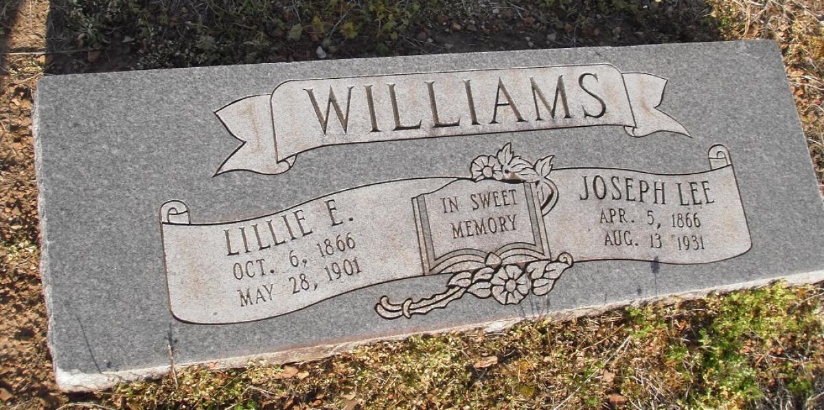 OK, Grove, Olympus Cemetery, Williams, Joseph Lee & Lillie E. Headstone