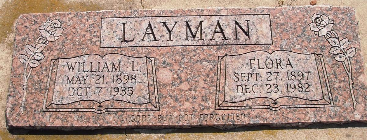 OK, Grove, Olympus Cemetery, Layman, William L. & Flora Headstone