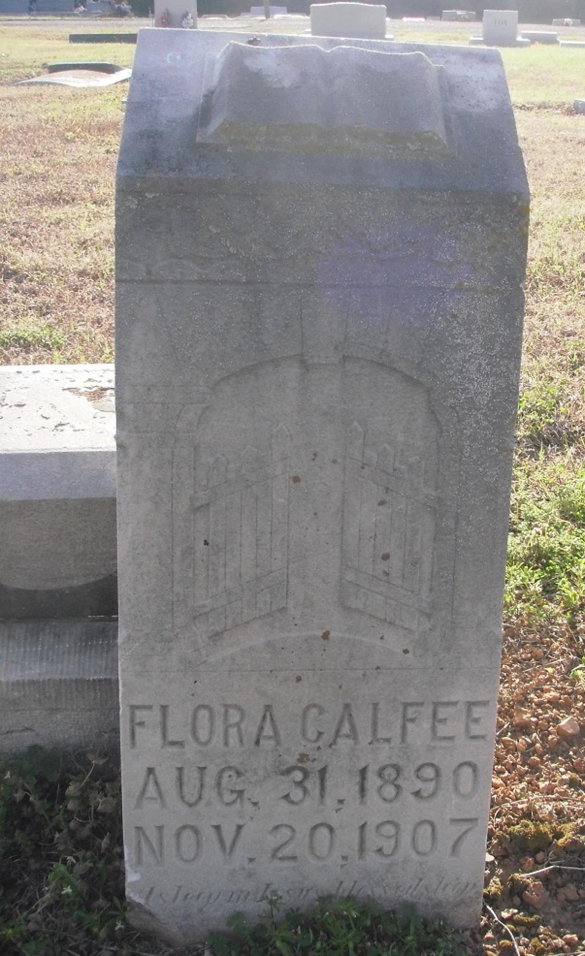 OK, Grove, Olympus Cemetery, Calfee, Flora Headstone