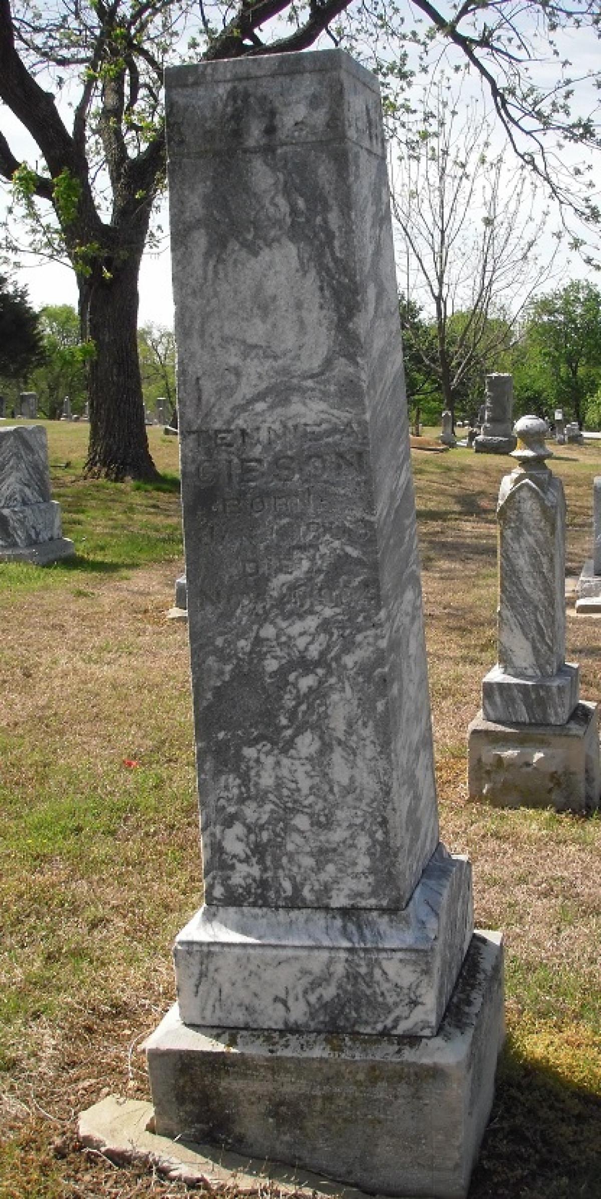 OK, Grove, Olympus Cemetery, Gibson, John H. & Tennie A. Headstone