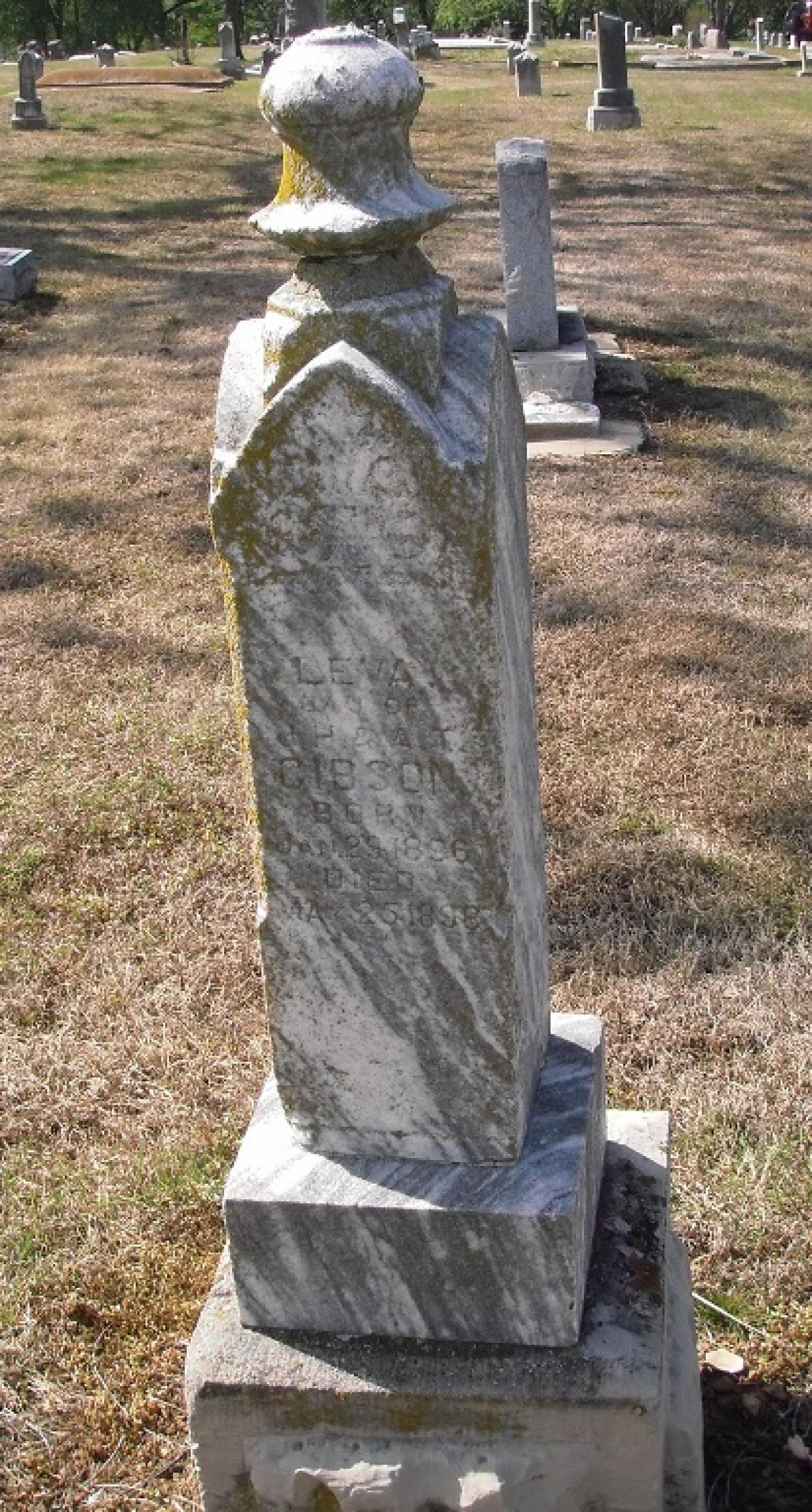 OK, Grove, Olympus Cemetery, Gibson, Leva & Willie F. Headstone