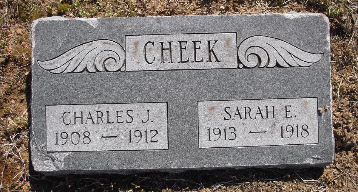 OK, Grove, Olympus Cemetery, Cheek, Charles J. & Sarah E. Headstone