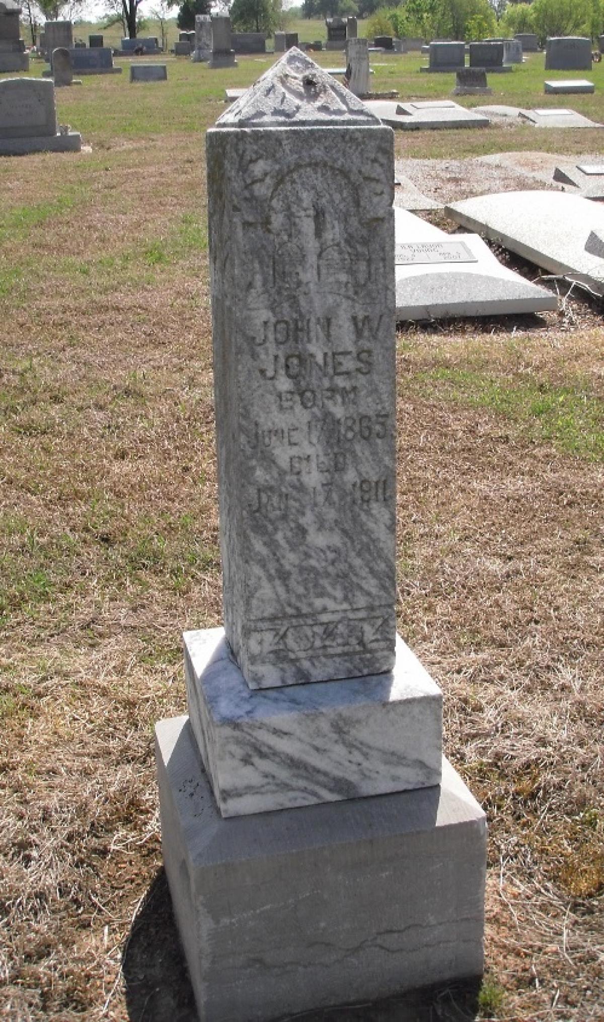OK, Grove, Olympus Cemetery, Jones, John W. Headstone