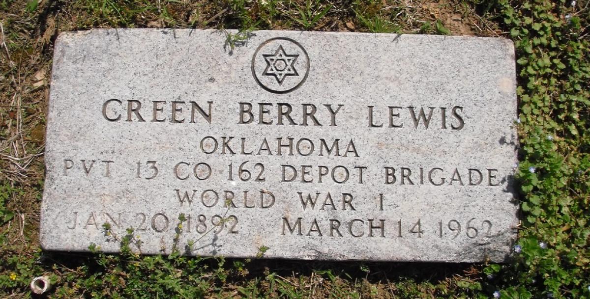 OK, Grove, Olympus Cemetery, Lewis, Creen Berry Headstone