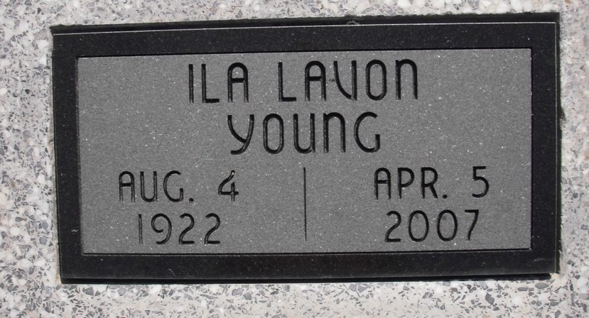 OK, Grove, Olympus Cemetery, Young, Ila Lavon headstone