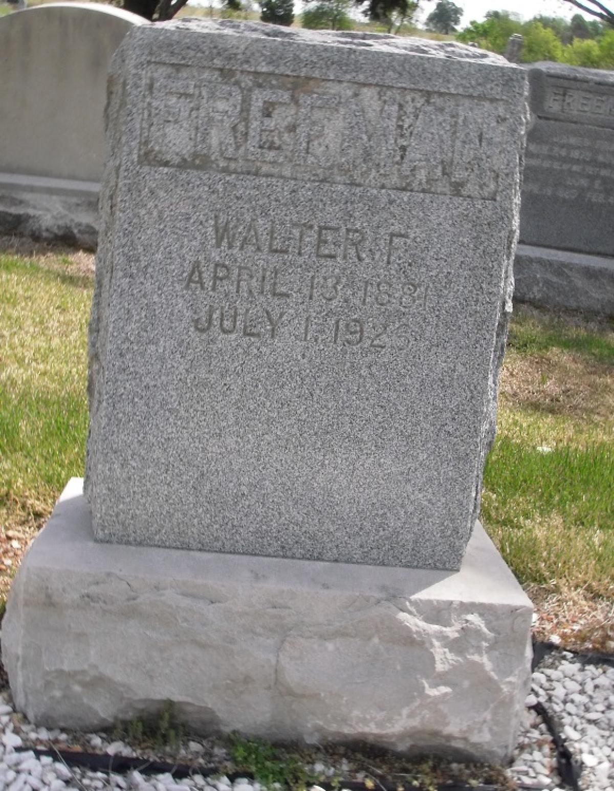 OK, Grove, Olympus Cemetery, Freeman, Walter F. Headstone