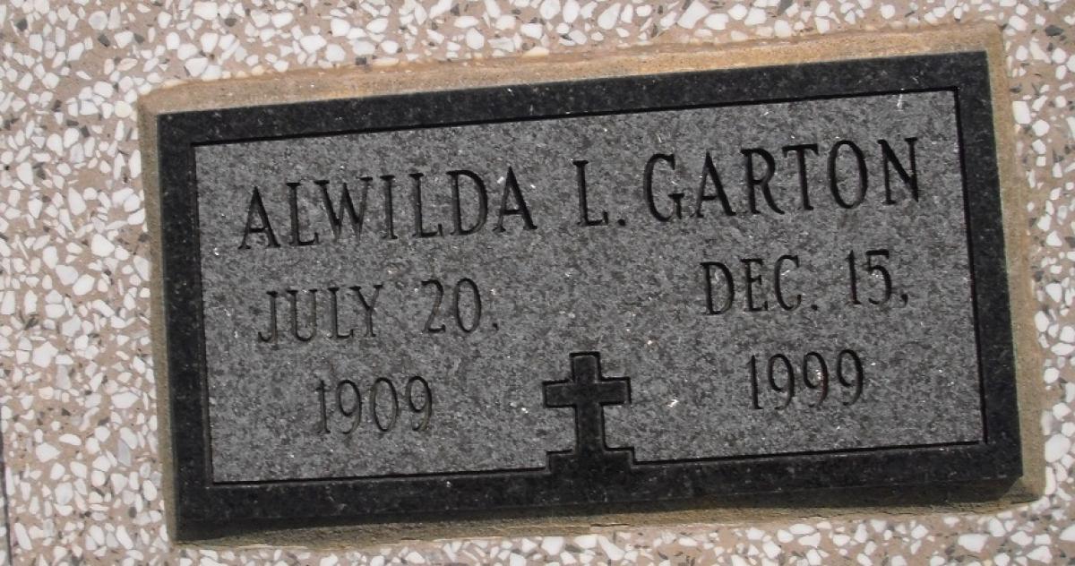 OK, Grove, Olympus Cemetery, Garton, Alwilda L. Headstone