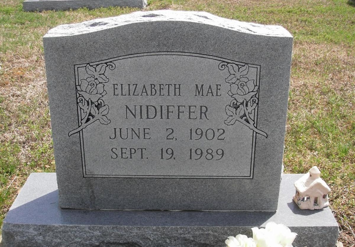 OK, Grove, Olympus Cemetery, Nidiffer, Elizabeth Mae Headstone