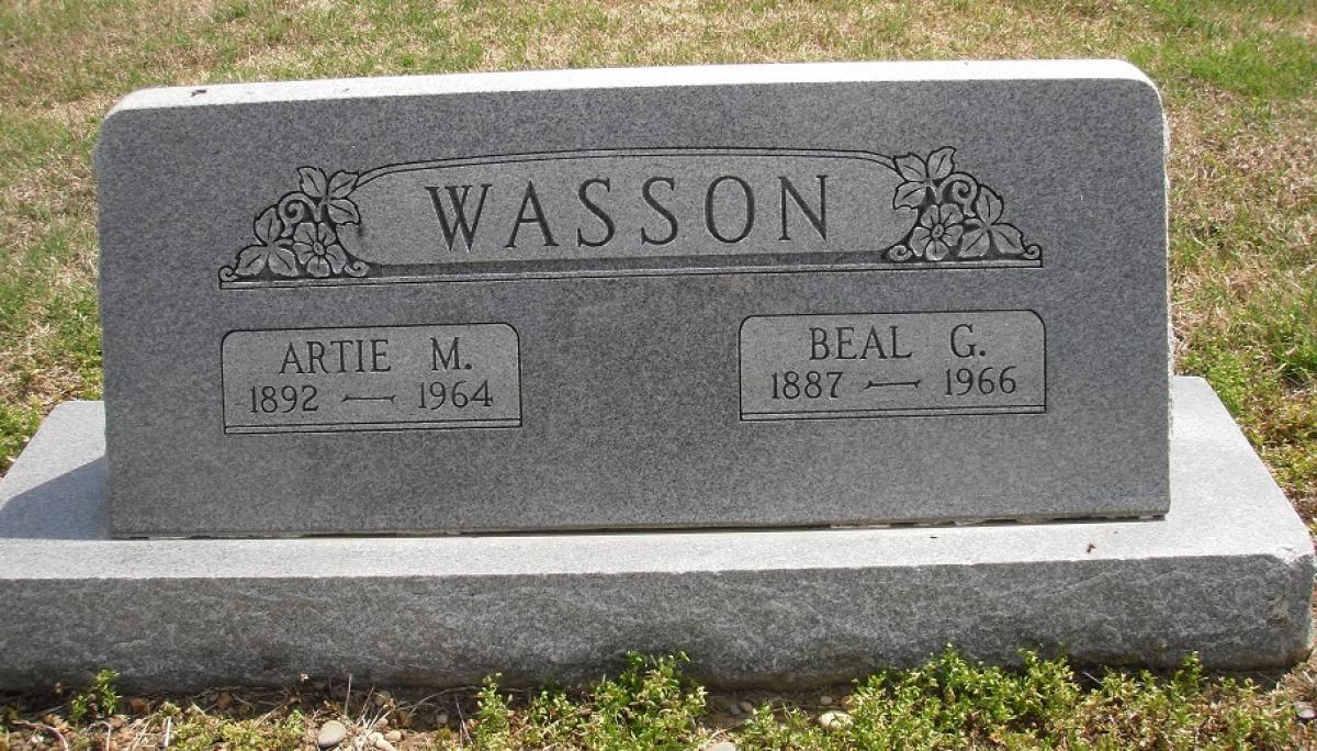 OK, Grove, Olympus Cemetery, Wasson, Artie M. & Beal G. Headstone